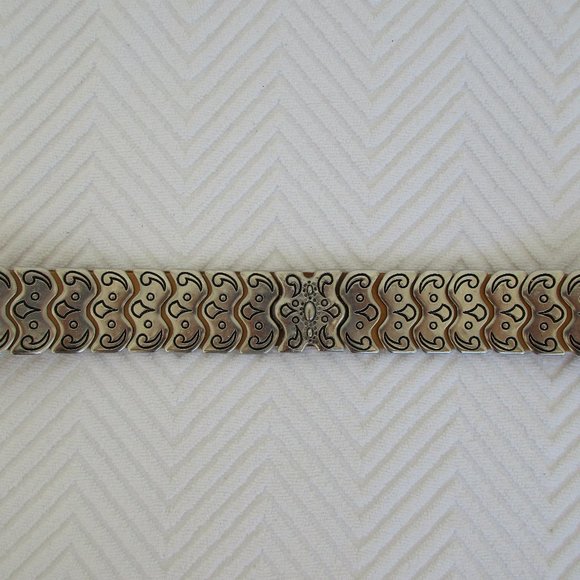 In Transit Soft Leather Metal Waist Belt Western Belt, Sz 32 Made in France Tan - Picture 3 of 9